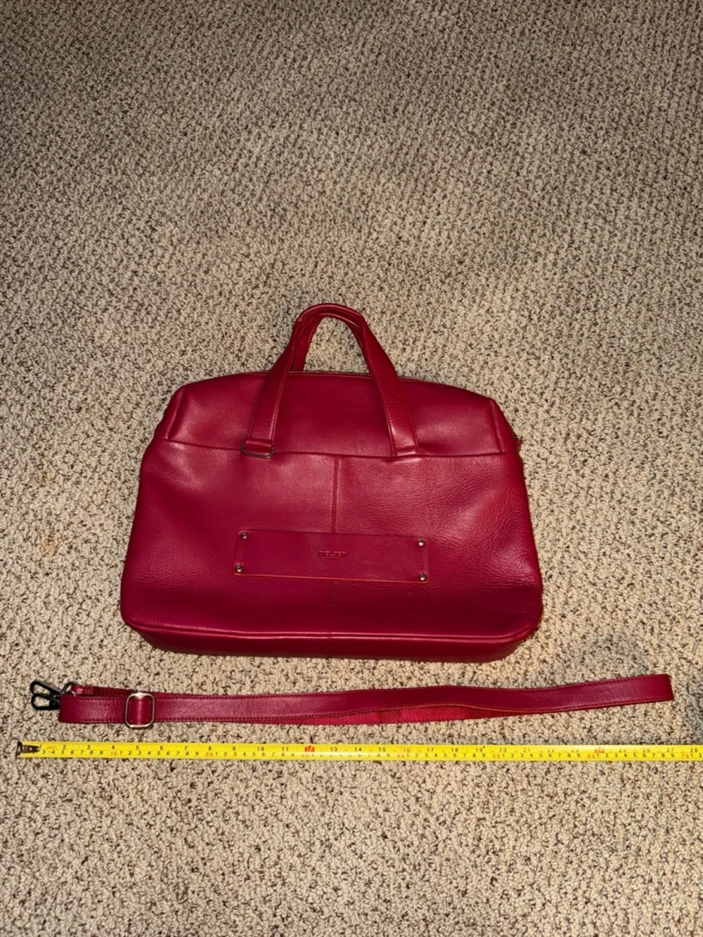 Burgundy/Red Leather Top-Handle Tote with Crossbody Strap